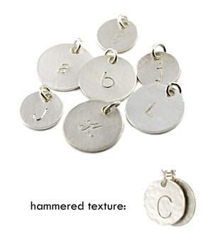 Individual silver initial charms