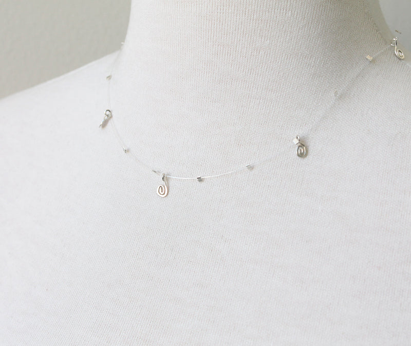 Floating (Silver) Tab Necklace