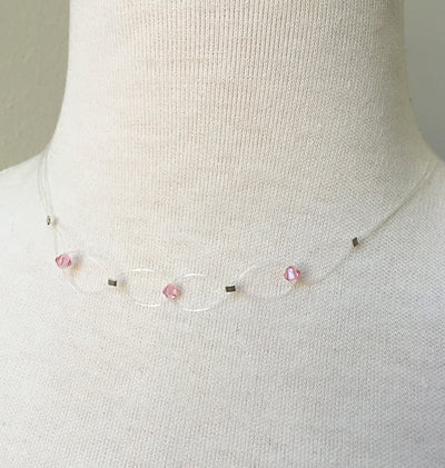 Simple Floating Necklace, pinks