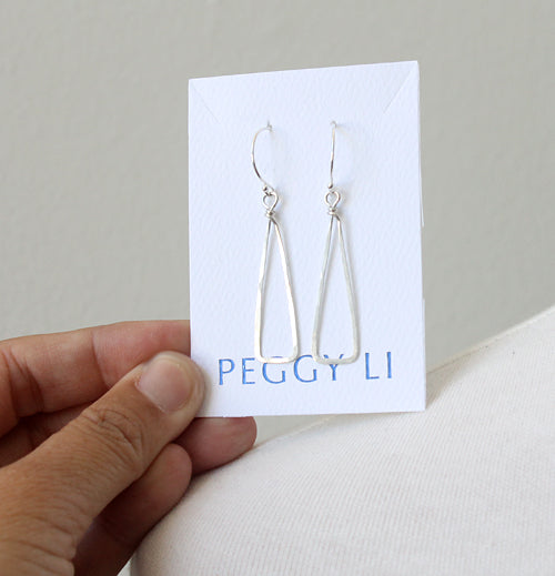 Skinny Triangle Earrings, silver