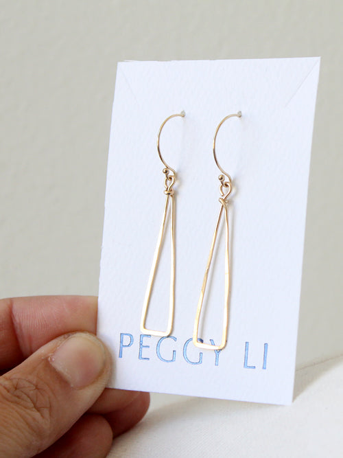 Skinny Triangle Earrings in gold