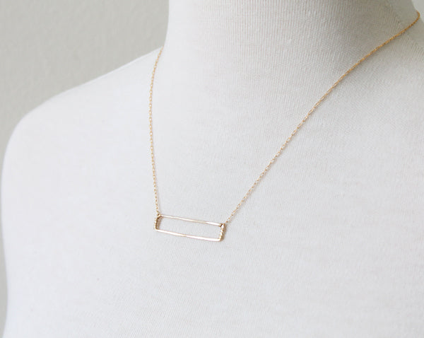 Open Rectangle Necklace, gold