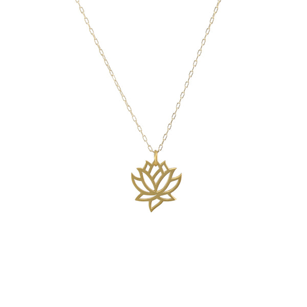 Small lotus flower pendant necklace