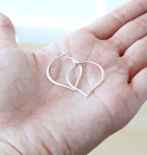 Small Lotus Hoop Earrings silver