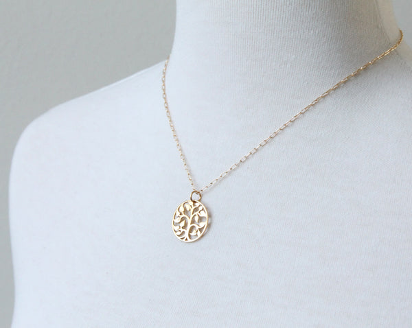 Tree of Life Necklace, gold plate