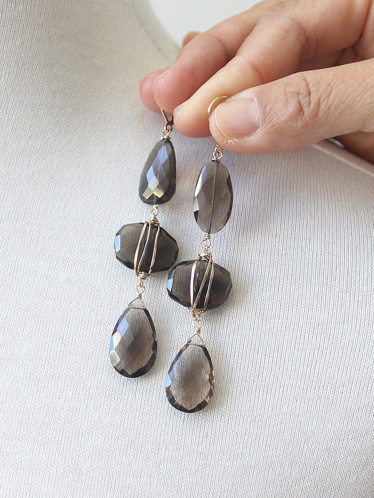 Bold smoky quartz earrings