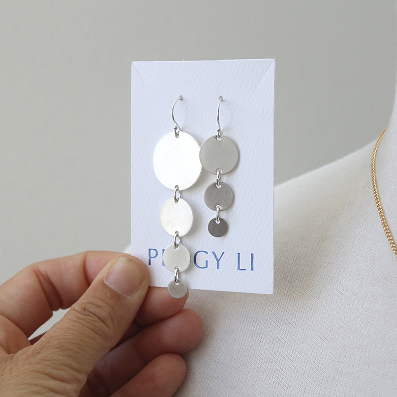 Solid Graduated Circles Earrings, silver