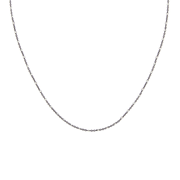 Squared oxidized sparkle chain necklace