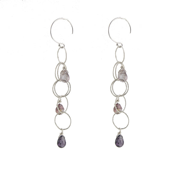 Woven Cascade Gem Earrings sterling silver