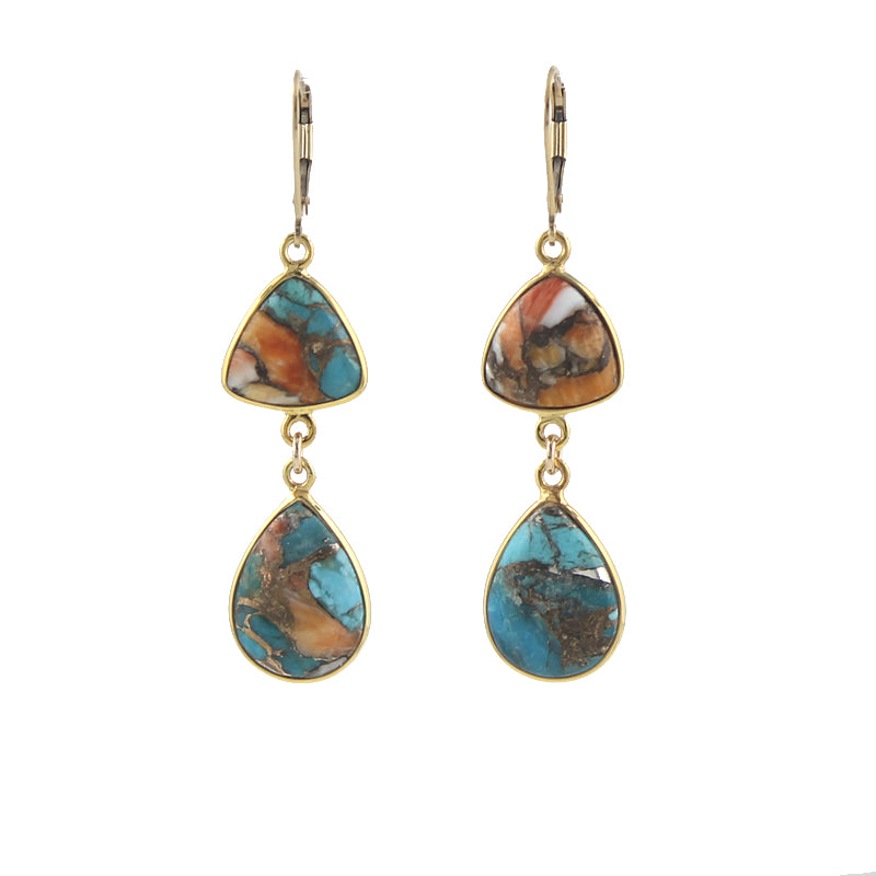 Copper Oyster Turquoise Earrings