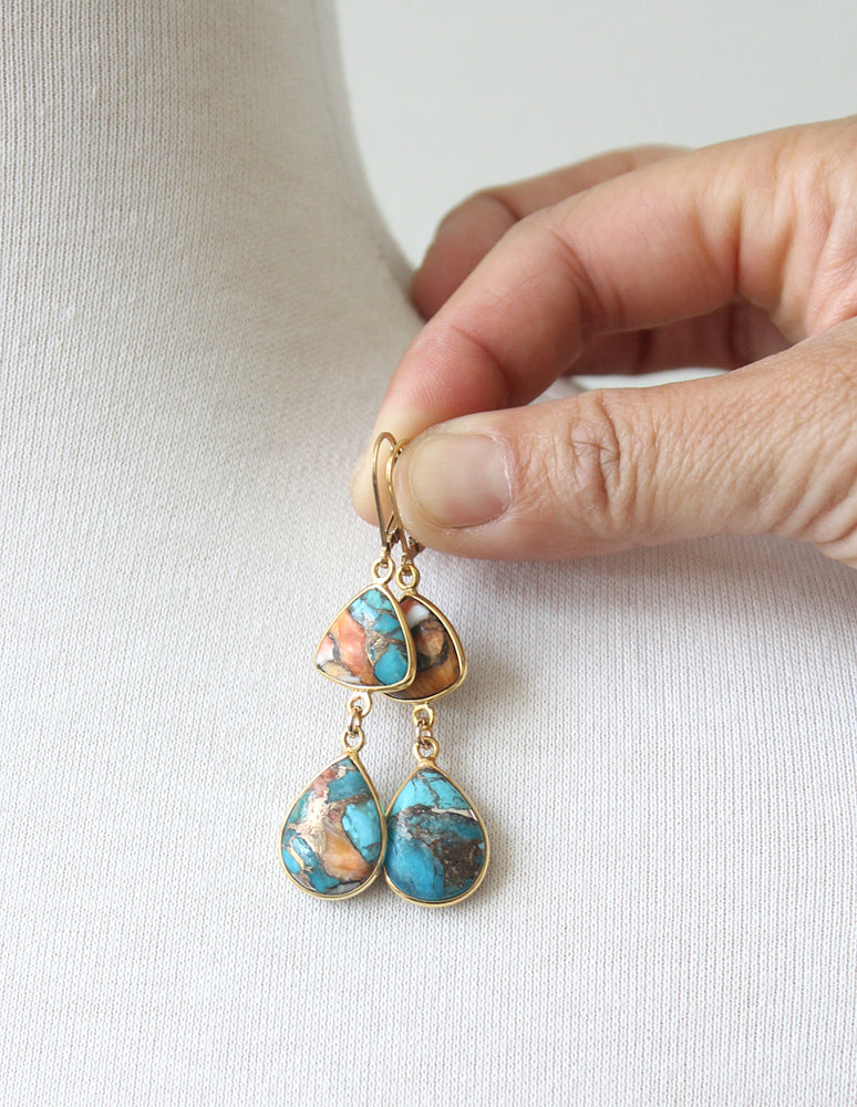 Copper Oyster Turquoise Earrings by Peggy Li