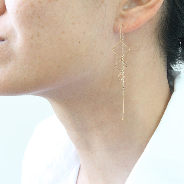 Diamondback Threader Earrings detail