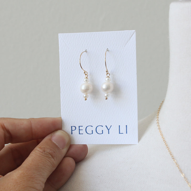Round Pearl Earrings by Peggy Li