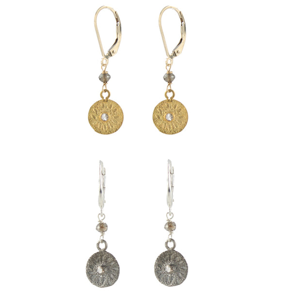 Sun Disc Diamond Earrings