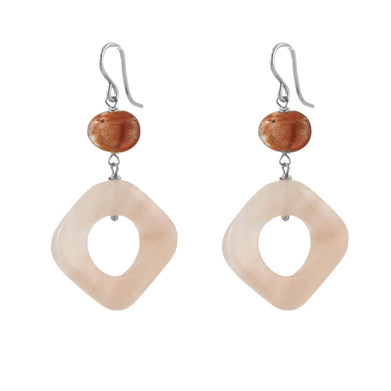 Peachy Sunshine Earrings, silver