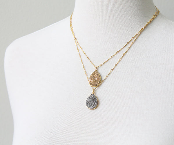 Teardrop Druzy Necklaces by Peggy Li Creations