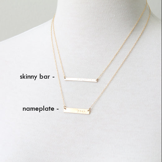 Personalized bar necklace sizes