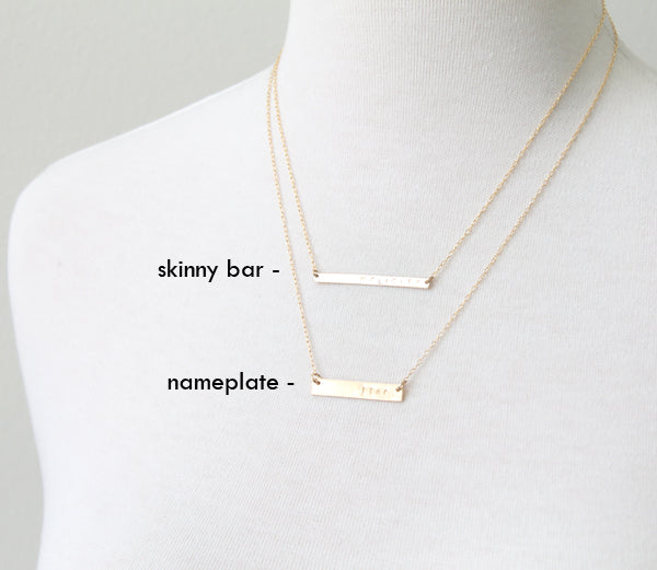 Personalized bar necklace sizes