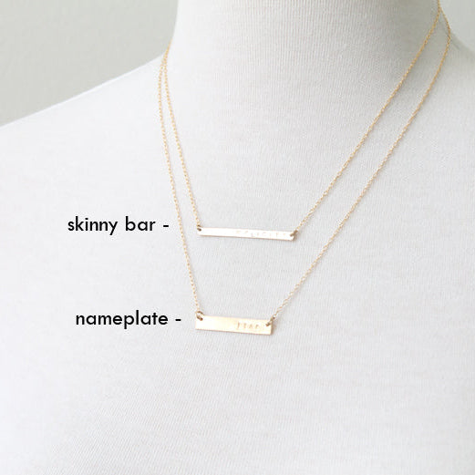 Personalized bar necklace sizes