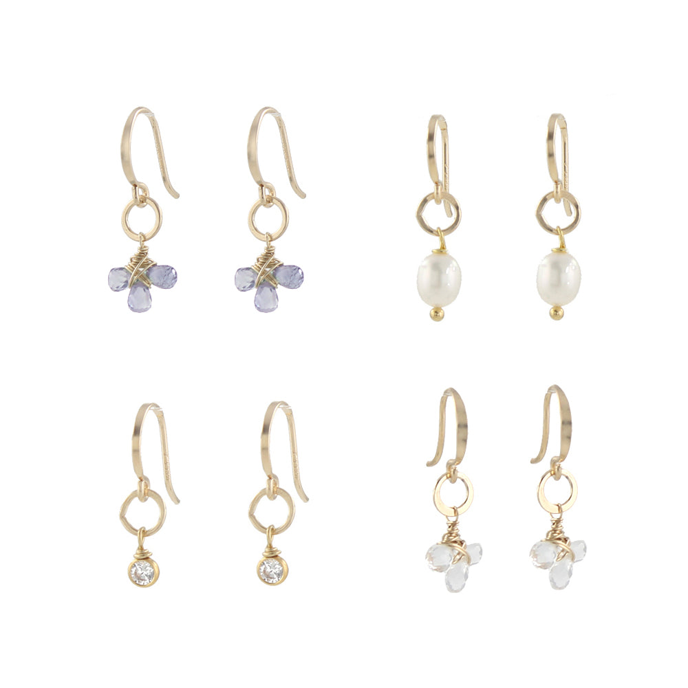 Tiny Gemstone Circlet Earrings