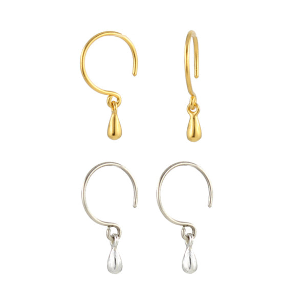 Tiny silver or gold droplet earrings