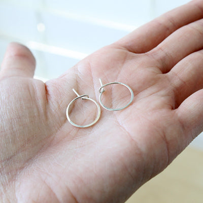 Handmade small silver hoop earrings