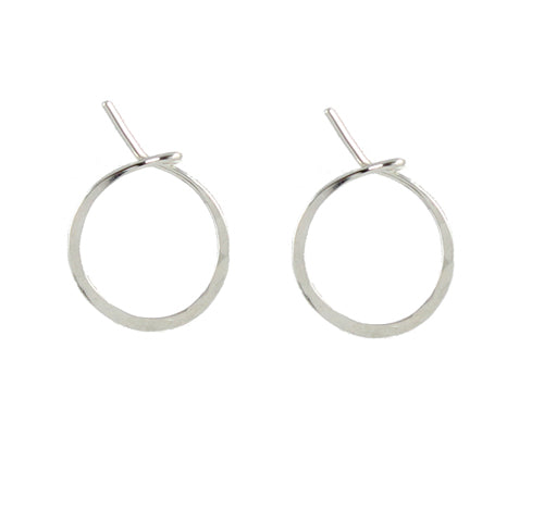 Handmade small silver hoop earrings