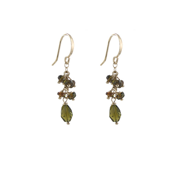 Green tourmaline cluster earrings