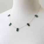 Green Tourmaline Spires Necklace in sterling silver