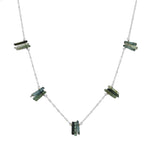 Green Tourmaline Spires Necklace in sterling silver