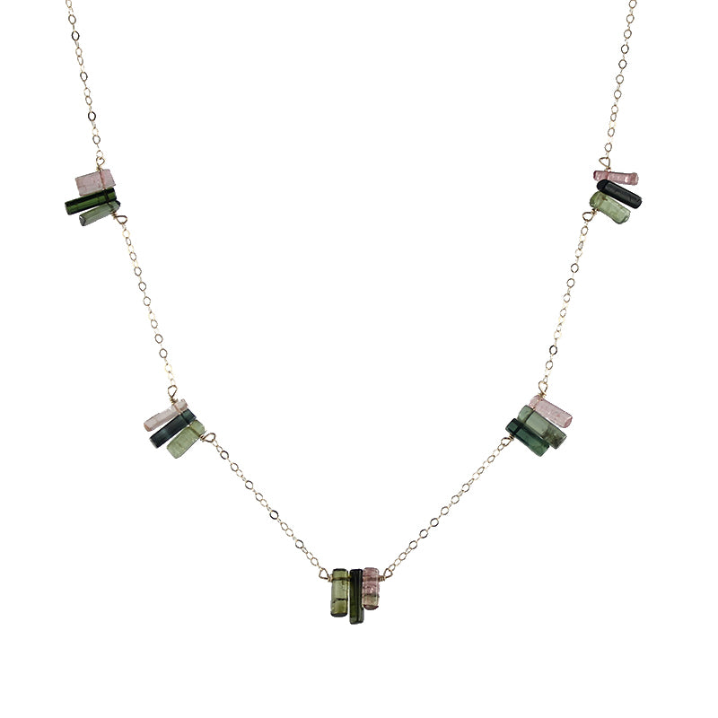 Watermelon Tourmaline Spires Necklace