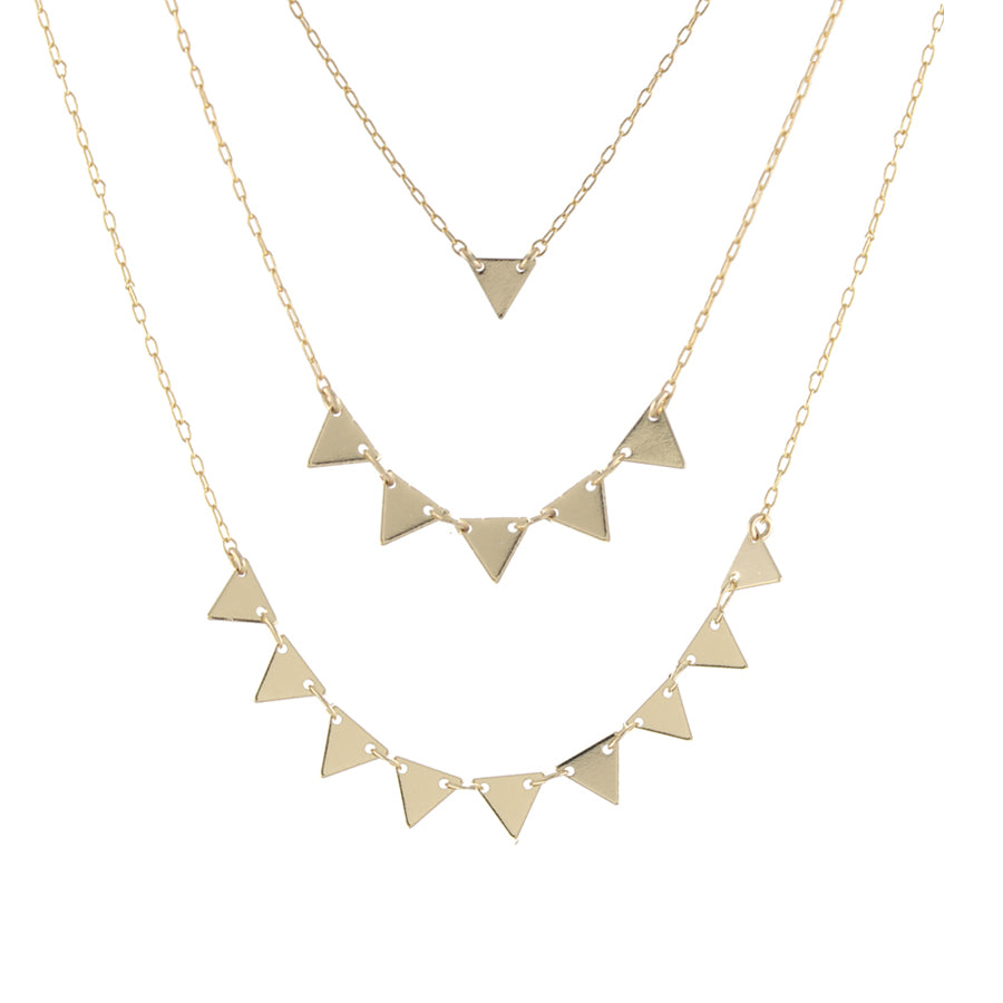14K Double Triangle Necklace – Lovassion