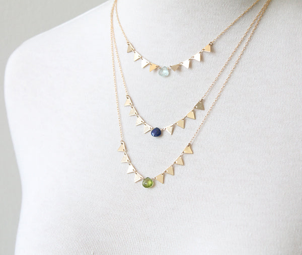Gemstone Triangles Necklace, colors