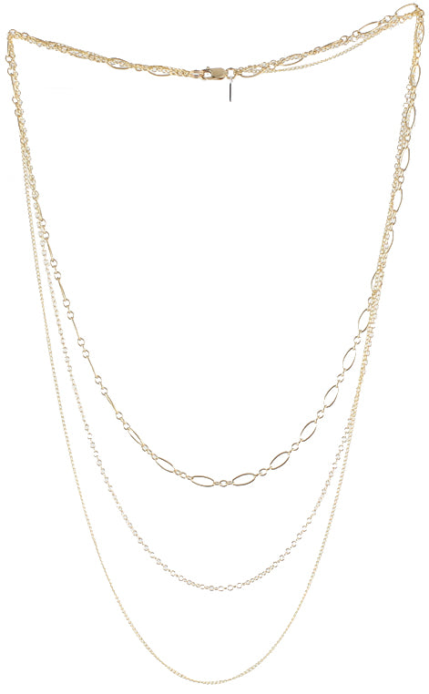 Triple Chain Necklace, gold detail