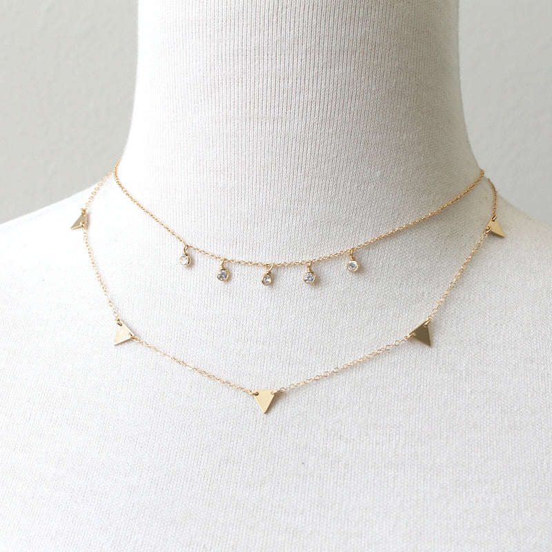 CZ Raindrops Necklace layered