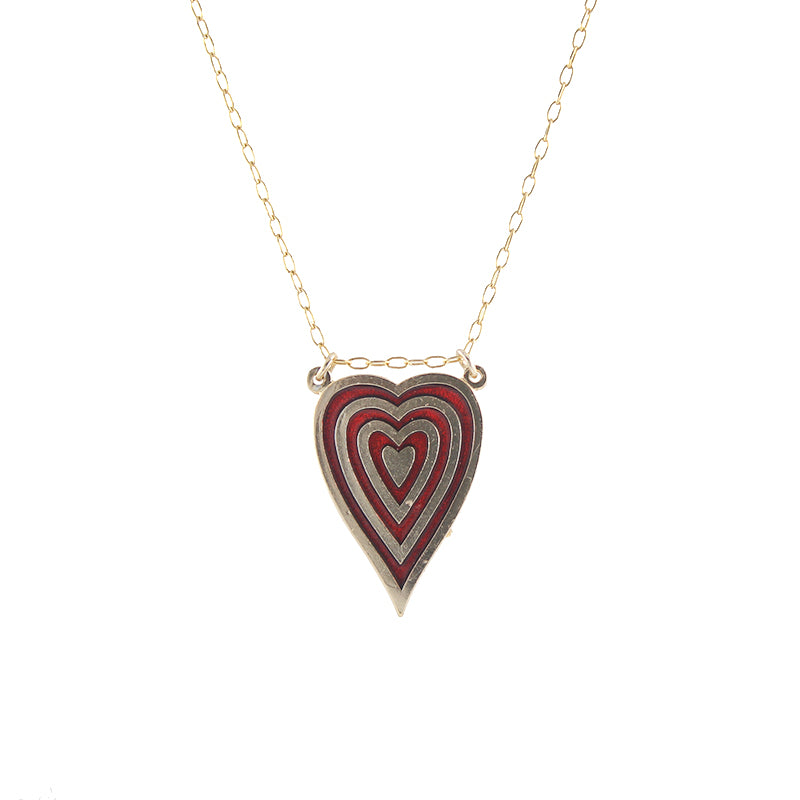 Vintage stripe heart necklace