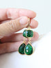 Emerald Green Earrings, gold plate