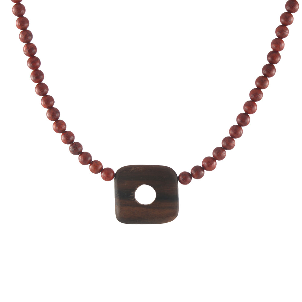 Wood and Coral Necklace
