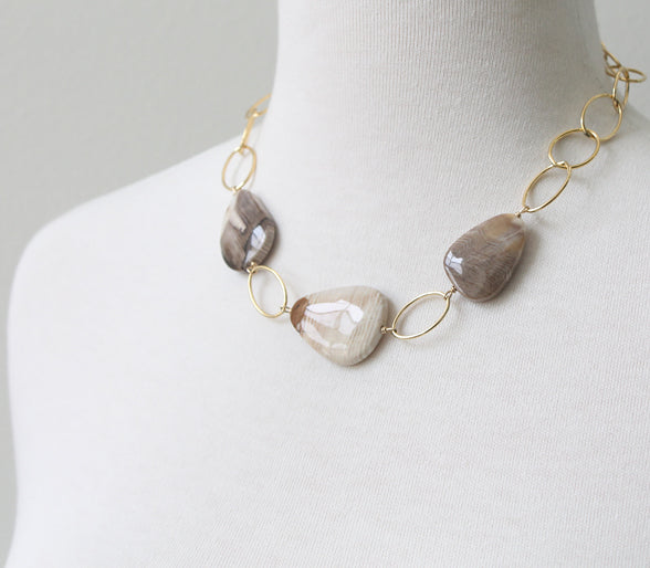 Wood Opal Necklace by Peggy Li